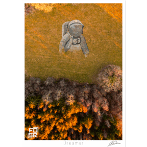 Œuvre "Dreamer" de FOSR – création contemporaine de land art, astronaute dans un paysage naturel.
